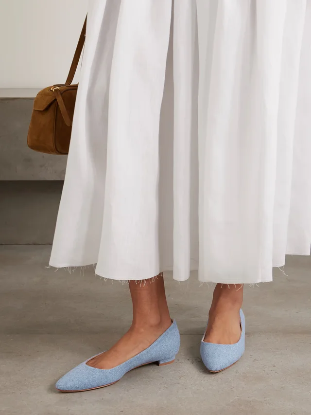 MANOLO BLAHNIK Tweed ballerina flats in Blue, photo 2 of 2 from NET-A-PORTER (Canada)