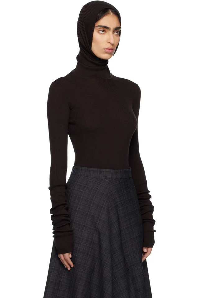 MARIE ADAM-LEENAERDT Brown Balaclava Sweater, photo 2 of 5 from SSENSE