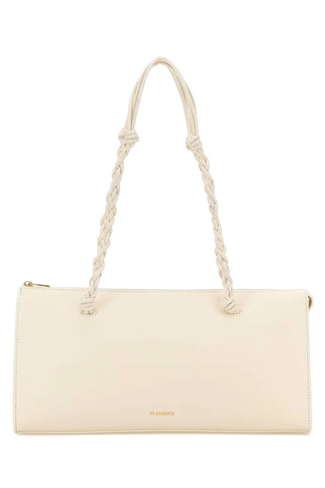 Jil Sander Braided-Handle Calf Leather Shoulder Bag — Beige in Beige Calfskin from HEWI