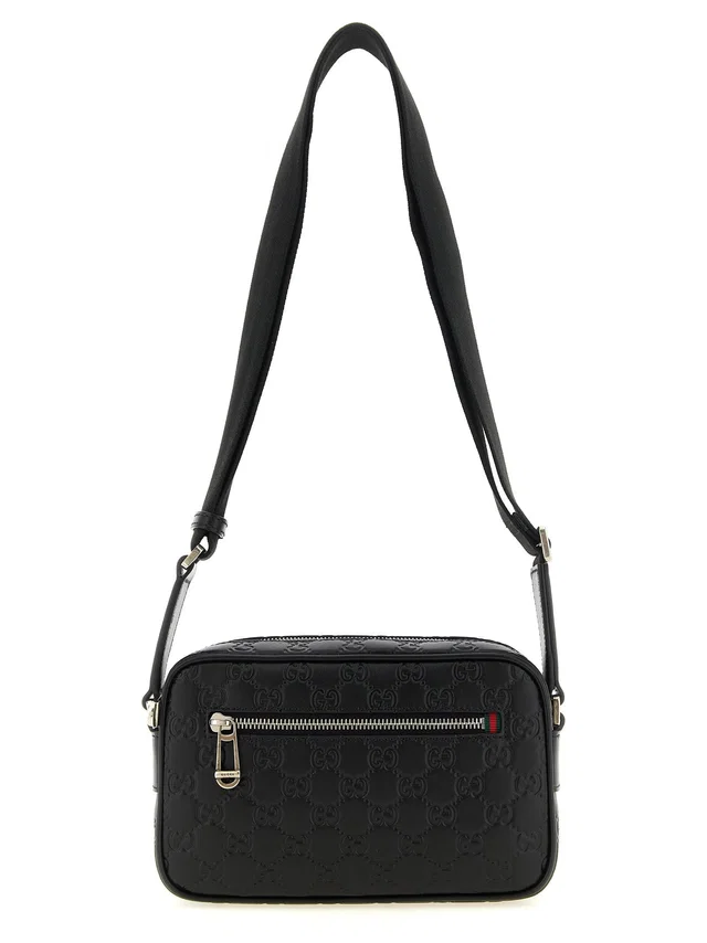 Gucci Embossed Gg Monogram Crossbody Bag — Black in Black Calfskin from HEWI