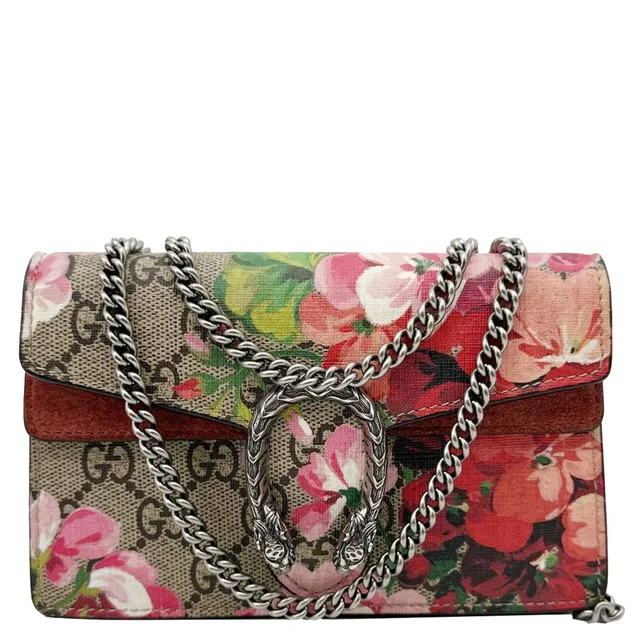 Gucci Dionysus Super Mini Blooms GG Supreme Canvas Crossbody Bag Beige 476432 in Beige Canvas from Dallas Designer Handbags