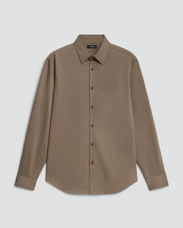 Theory Sylvain Shirt in Structure Knit in MOREL 53% Cotton, 47% Polyester, photo 7 of 14 from Theory