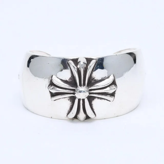 Chrome Hearts Bangle Wide Cuff CH Plus 925 Sterling Silver Bracelet in Silver from The Reluxe