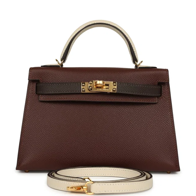 Hermès Kelly Sellier 20 Tri-color Terre, Ebene, Craie Epsom Gold Hardware in Brown Epsom leather from Madison Avenue Couture