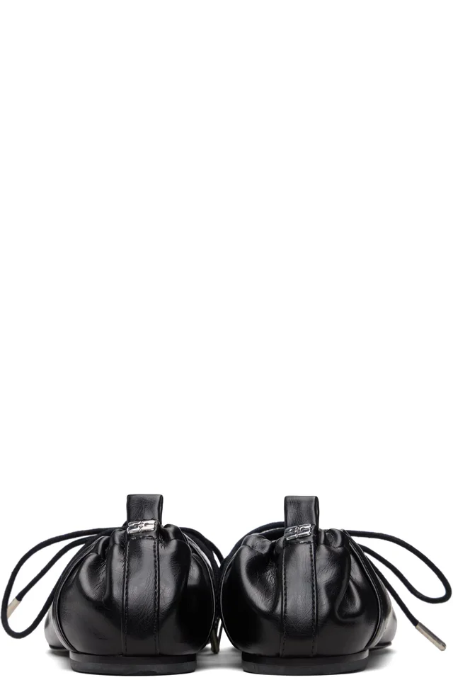 GANNI Black Lace-Up Ballerina Flats, photo 2 of 5 from SSENSE