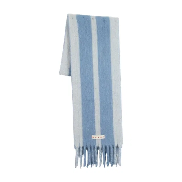 Marni Striped Wool Scarf — Blue Scarfs in Blue Wool from HEWI