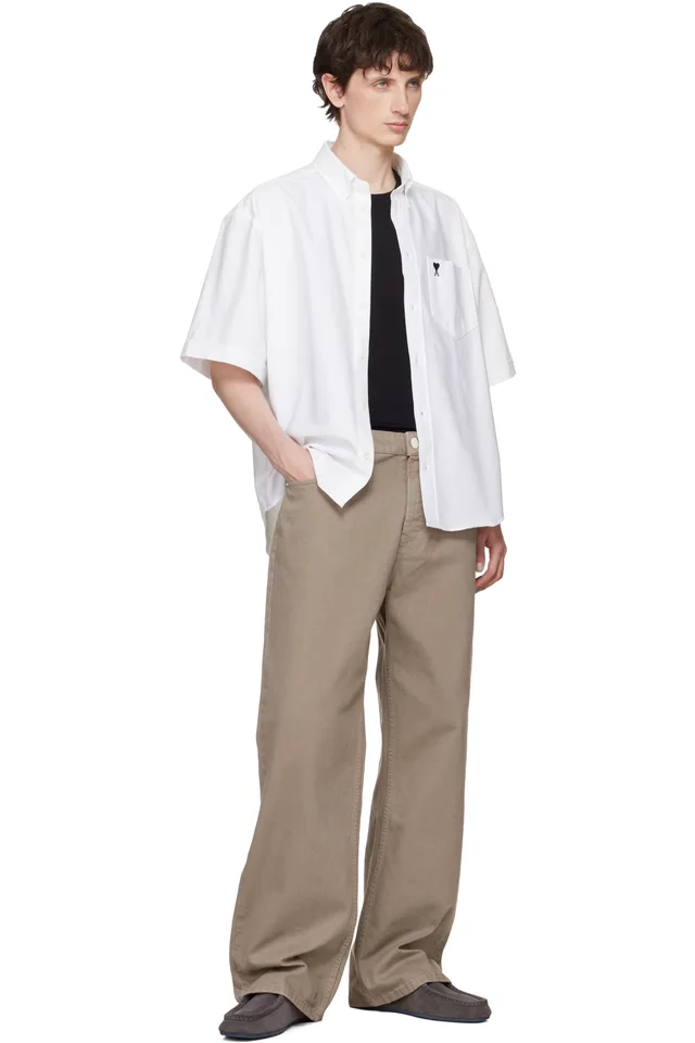 AMI Paris White Boxy Embroidered 'Ami de Coeur' Shirt, photo 4 of 4 from SSENSE