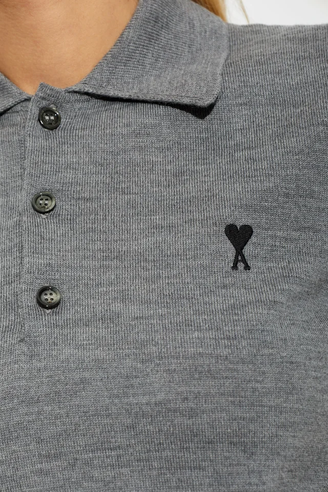 Ami Paris AMI Ami de Coeur Short-Sleeved Knitted Polo Shirt, photo 6 of 7 from SENSER
