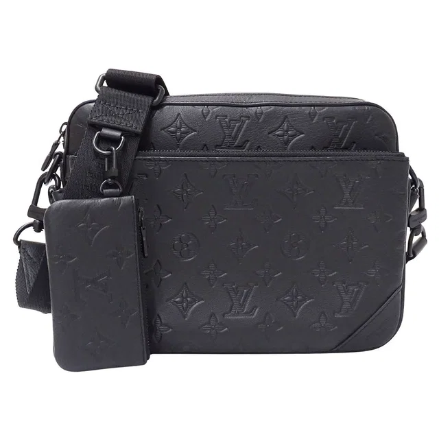 Louis Vuitton Monogram Shadow Shoulder Bag Trio Messenger Noir Black in Black Leather from The Reluxe