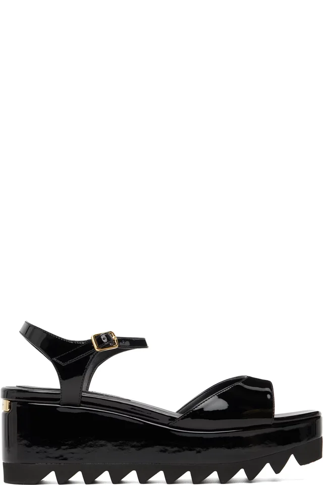 Black Elyse Patent Platform Sandals, image 1 of 1 from SSENSE