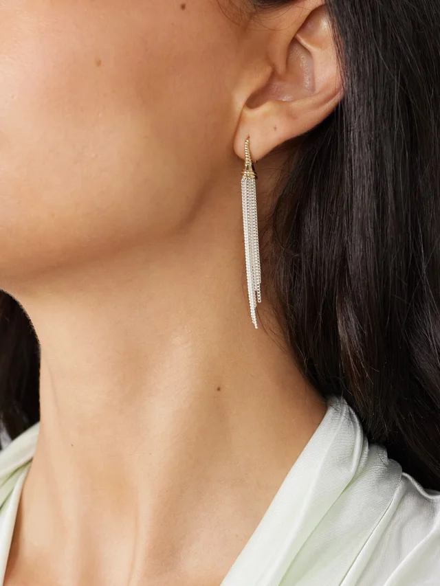 LOREN STEWART Tassel fringed sterling-silver and 14-karat gold earrings in Metallic, photo 2 of 2 from NET-A-PORTER (Canada)