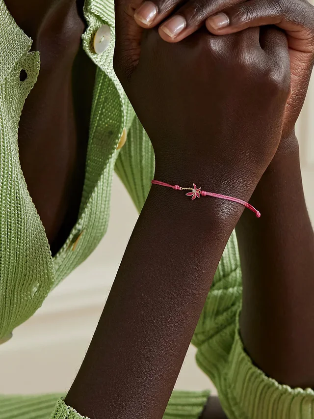 YVONNE LÉON 9-karat gold, cord, enamel and diamond bracelet in Metallic, photo 2 of 2 from NET-A-PORTER (Canada)
