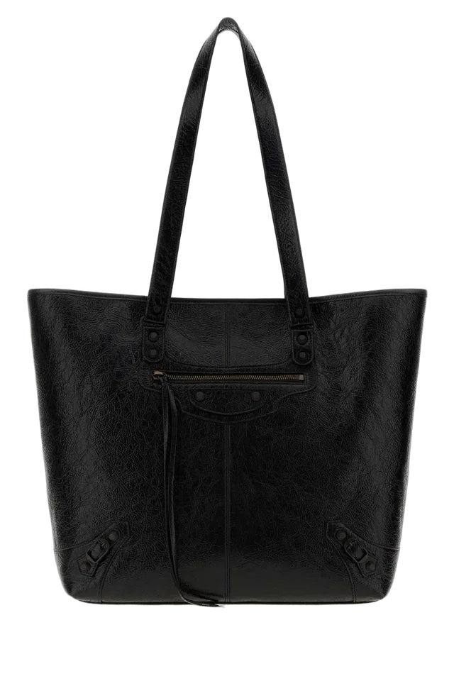 Balenciaga Textured Lamb Leather Tote Bag — Black in Black Lambskin from HEWI