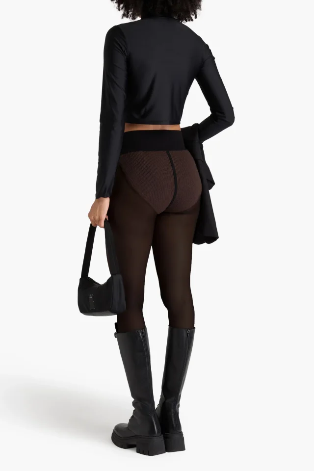 Rick Owens Ribbed Cashmere-Blend Two-Tone Shorts, photo 3 of 4 from THE OUTNET