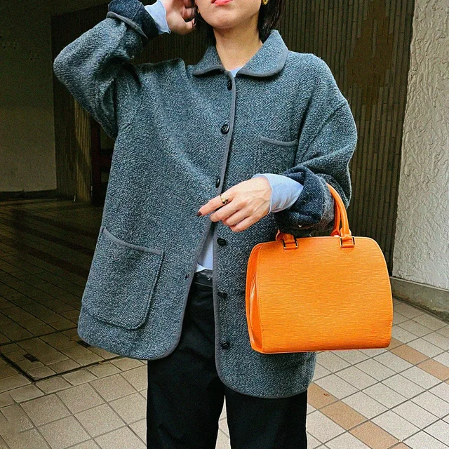 Dior Tweed Logo Button Jacket #M Gray/Multi-color in Grey Tweed from VINTAGE QOO TOKYO