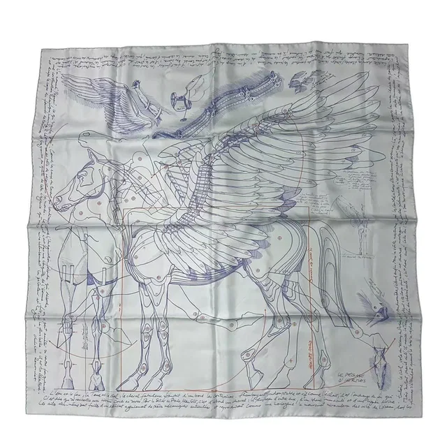 Hermès Carre 90 Scarf Jean Wash Pegasus Cut Blue in Blue Silk from The Reluxe