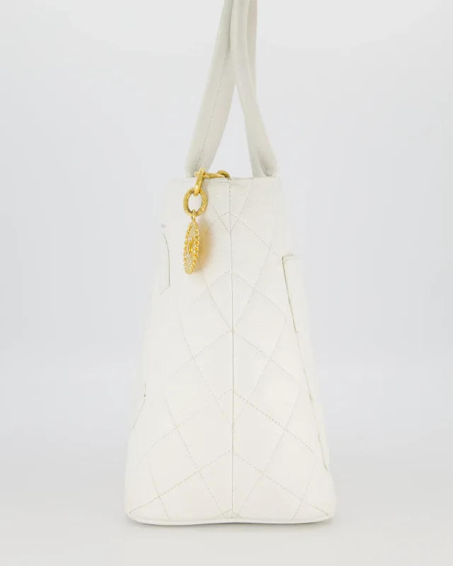 Chanel Vintage Medallion Tote in White Caviar leather from Sellier, photo 4 of 4