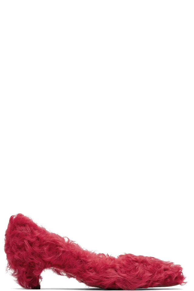 UNDERCOVER Red Furry Heels, image 1 of 1 from SSENSE