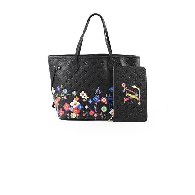 Louis Vuitton x Takashi Murakami Neverfull Black MM in Black from The Purse Affair
