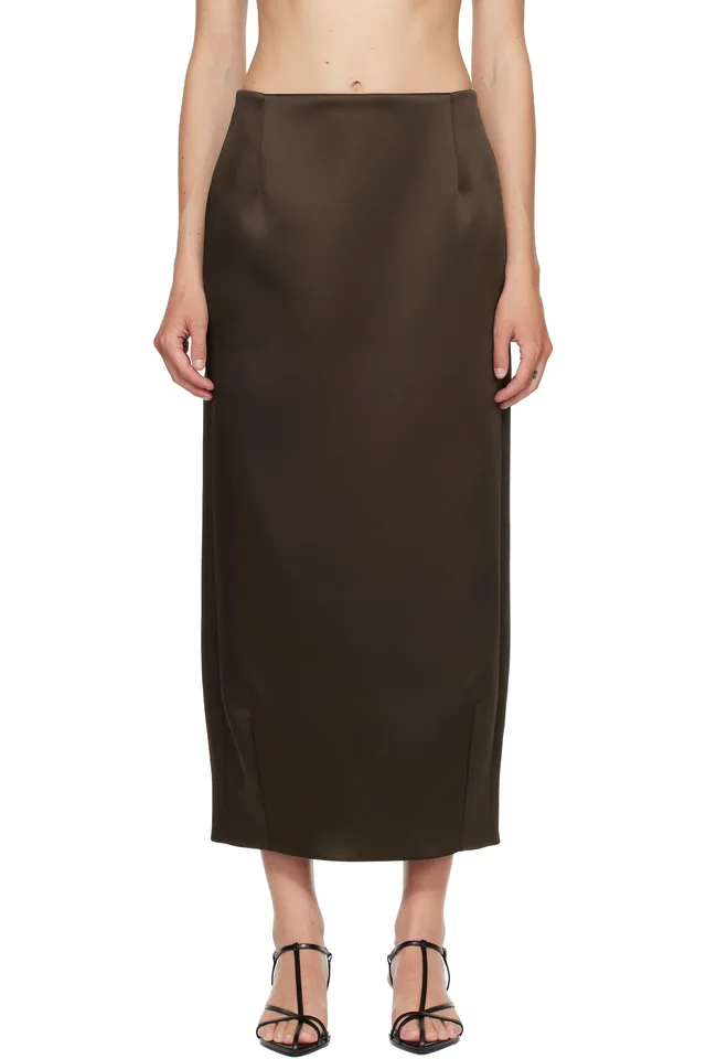 Róhe Brown Balloon Column Midi Skirt, image 1 of 1 from SSENSE