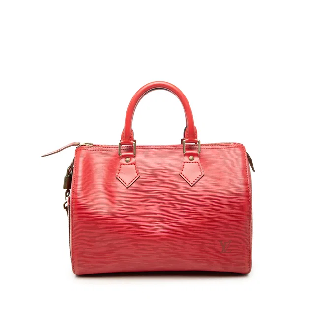 Red Louis Vuitton Epi Speedy 30 Boston Bag in Red Leather from Designer Revival