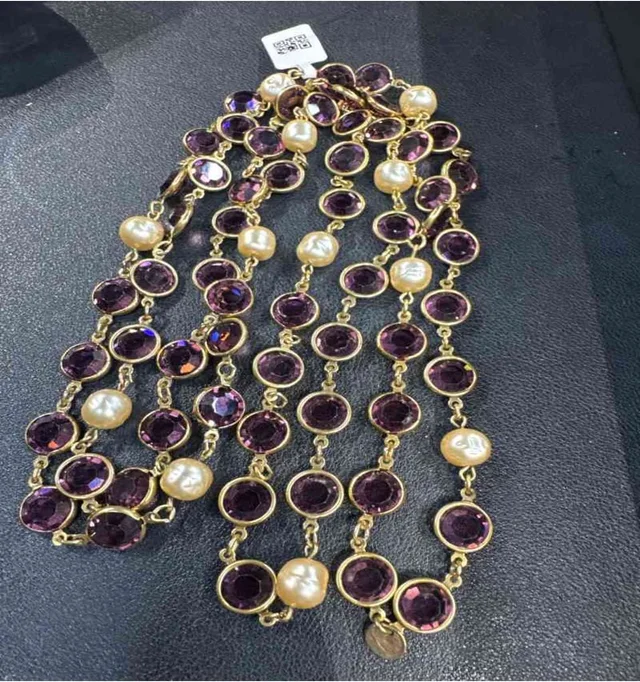 Chanel Purple Crystal Necklace in Purple from Luxury Promise