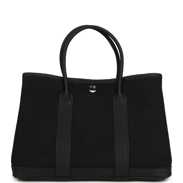Hermès Garden Party 30 Black Toile and Negonda Palladium Hardware in Black Canvas from Madison Avenue Couture