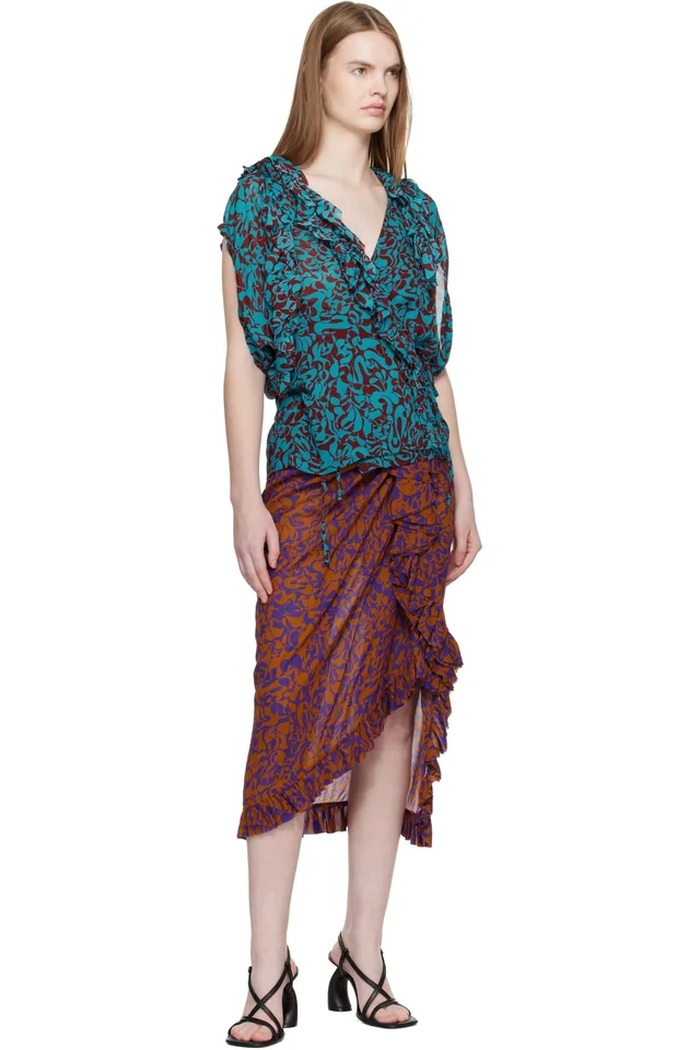 Dries Van Noten Purple & Orange Sina Midi Skirt, photo 4 of 4 from SSENSE