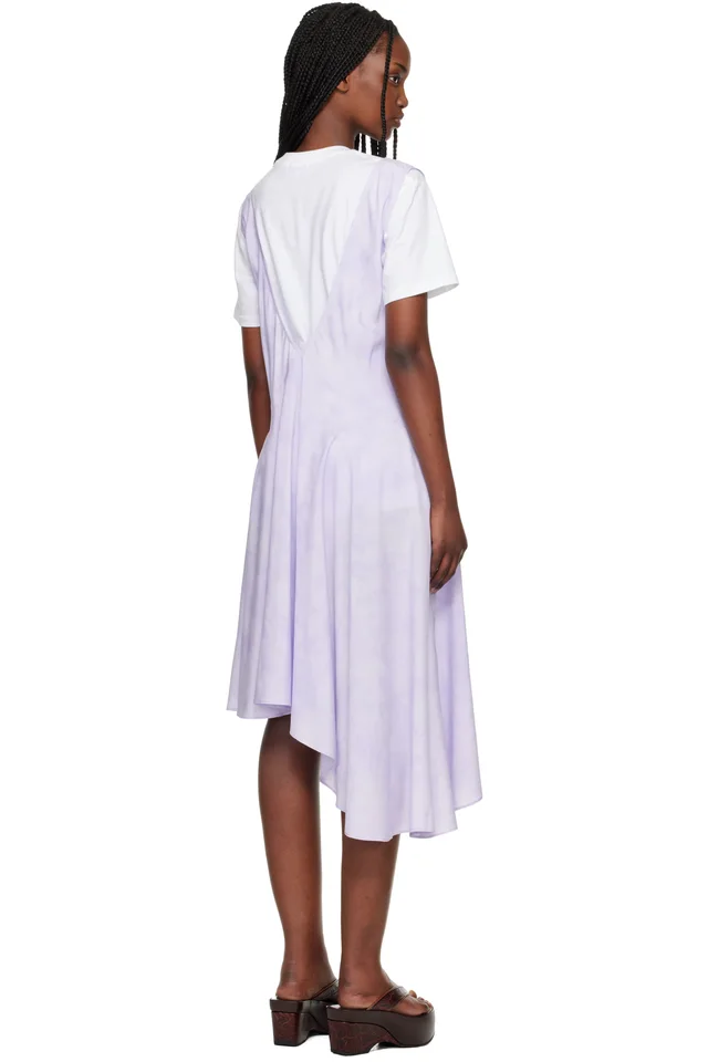 Collina Strada Purple Lilac Floral Scribble Tulip Midi Dress, photo 3 of 5 from SSENSE