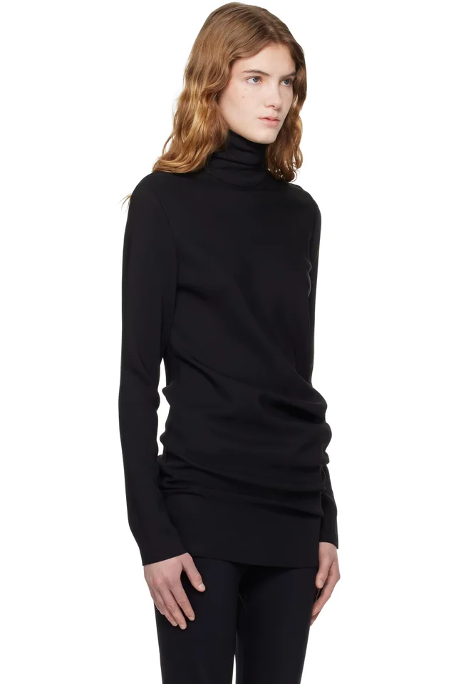 TOTEME Black High-Neck Twist Blouse, photo 2 of 4 from SSENSE