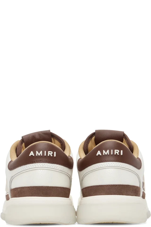 AMIRI White & Brown Pebbled Classic Low Sneakers, photo 2 of 5 from SSENSE
