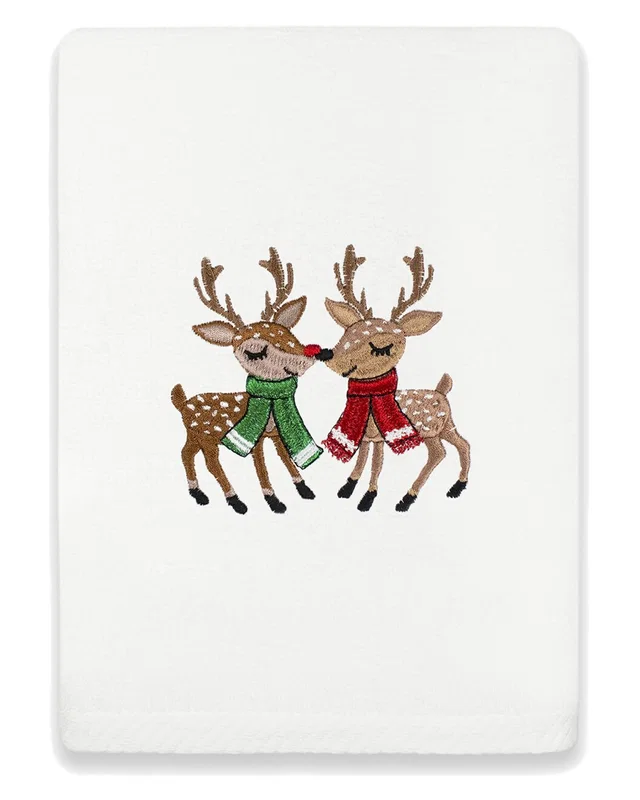 Linum Home Textiles Christmas Kisses - Embroidered Luxury Turkish Cotton Hand Towel, image 1 of 1 from Rue La La