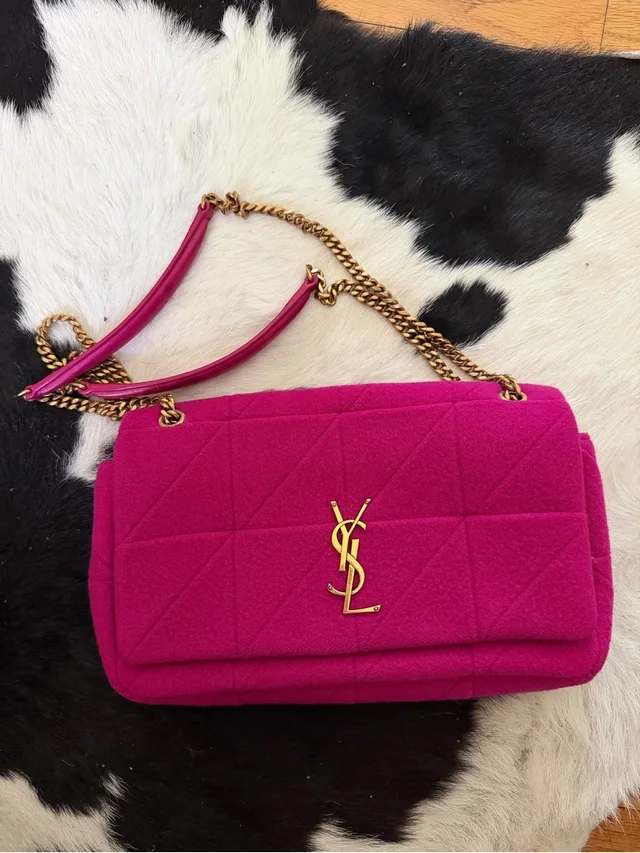 Saint Laurent Quilted Shoulder Bag In Fuchsia And Gold in pink from Poshmark