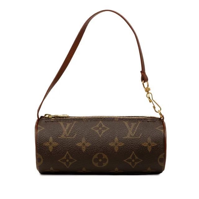 Brown Louis Vuitton Monogram Papillon Pochette Handbag in Brown Coated canvas from Designer Revival