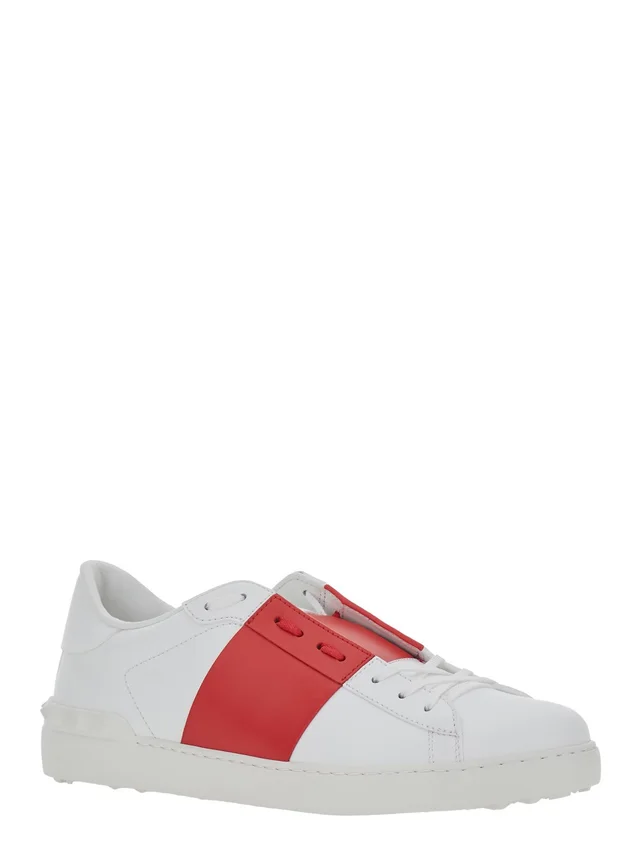 Valentino garavani White Low Top Sneakers with Logo Tag and Rockstud Detail on the Back in Leather Man in White 100% Calf, photo 4 of 7 from Gaudenzi Boutique