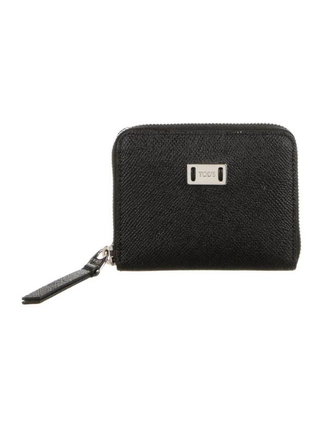 Tod's Leather Compact Wallet in black Leather from The RealReal