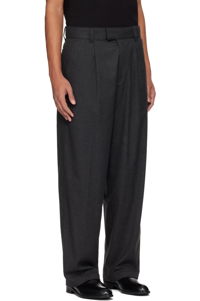 Hugo Gray Flannel Trousers, photo 2 of 4 from SSENSE
