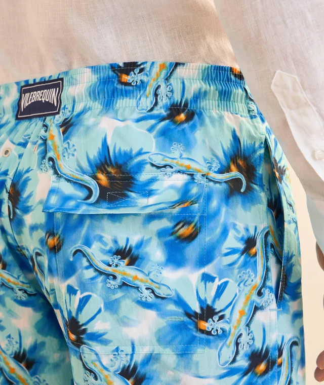 Vilebrequin Poppies & Geckos Swim Shorts in Mid Blue, photo 4 of 5 from Harry Rosen