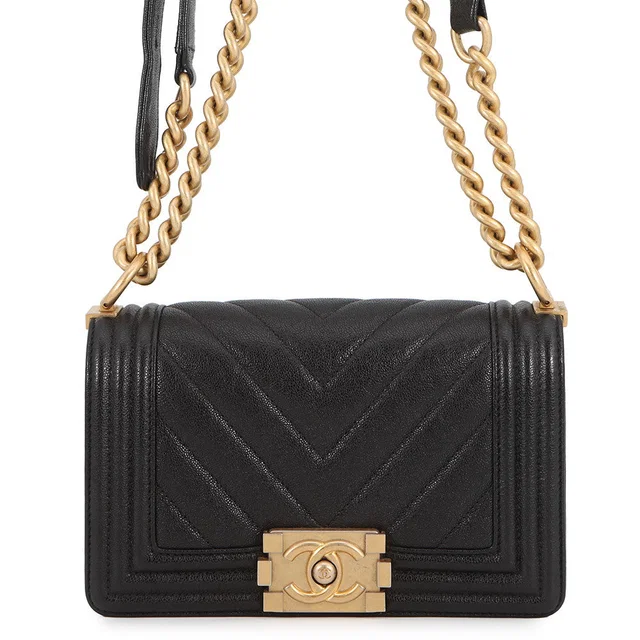 Boy Chanel V Stitch BlackA67085 Caviar Leather Size Small in Caviar leather from GALLERY RARE