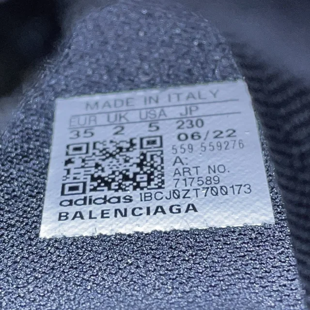 Balenciaga Adidas Collaboration Socks Sneakers Black/White717589 Cotton Size 35 in Black from GALLERY RARE, photo 10 of 11