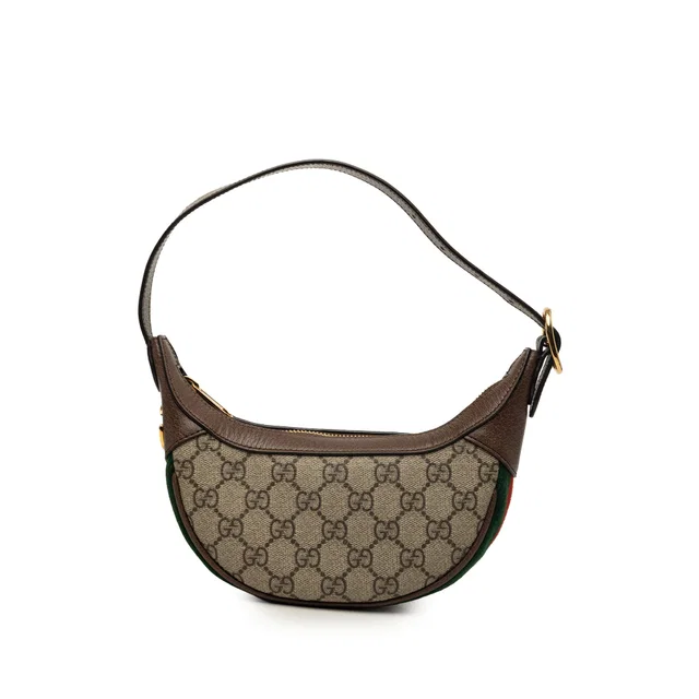 Beige Gucci Mini GG Supreme Web Ophidia Shoulder Bag in Beige Coated canvas from Designer Revival