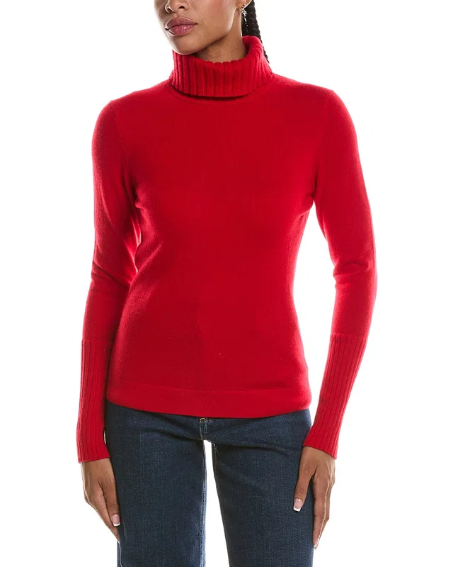 Forte Cashmere Chunky Trim Turtleneck 100% Cashmere Sweater, image 1 of 1 from Rue La La