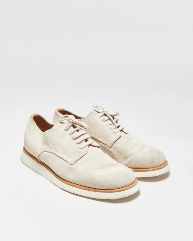 Giorgio Armani Beige Tan Suede Lightweight Lace-Up Derby Shoes - UK7.5 in Brown Suede from Rokit Vintage