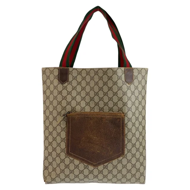 Gucci Sherry Line Beige Brown GG Supreme Canvas Tote Bag in Brown Canvas from The Reluxe