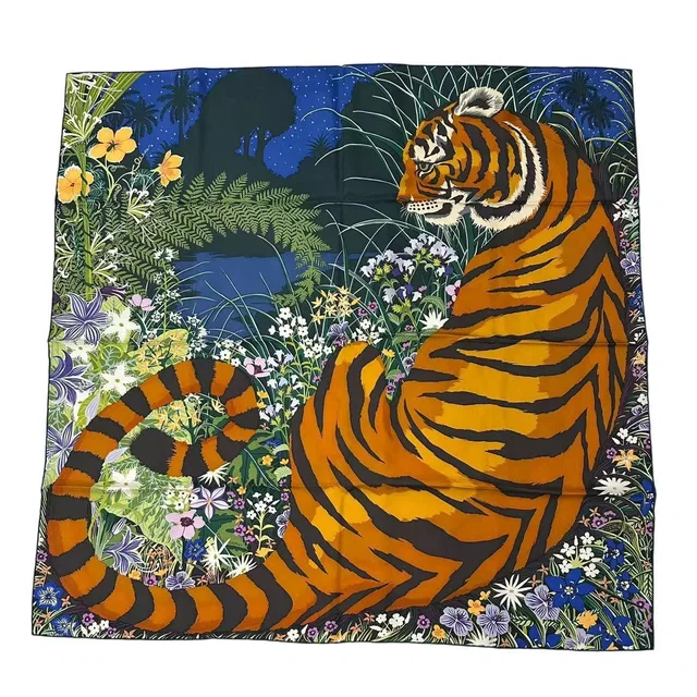 Hermès Carre 90 Scarf Silk Tygertyger Tiger Multicolor in Multicolor Silk from The Reluxe