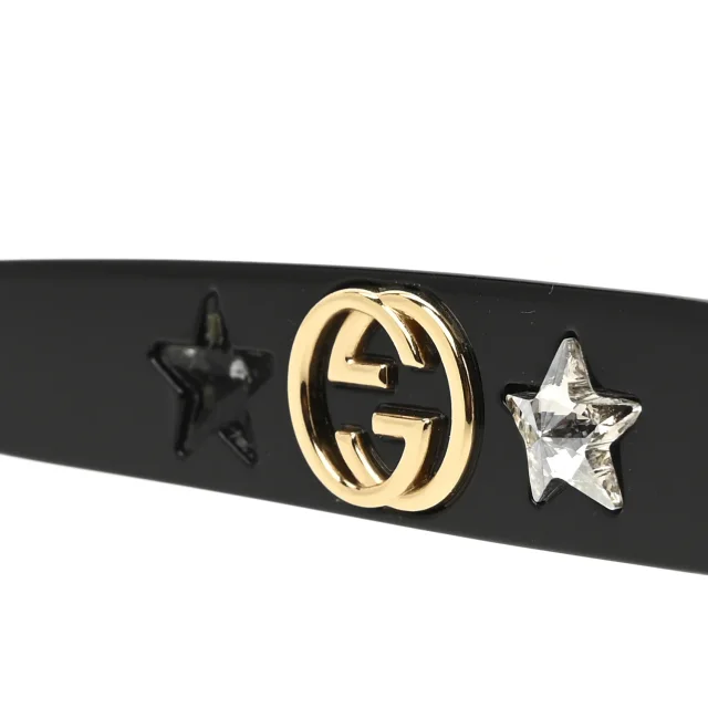 Gucci Acetate Crystal Star Round Frame Sunglasses GG0208S Black in Black from FASHIONPHILE, photo 8 of 8
