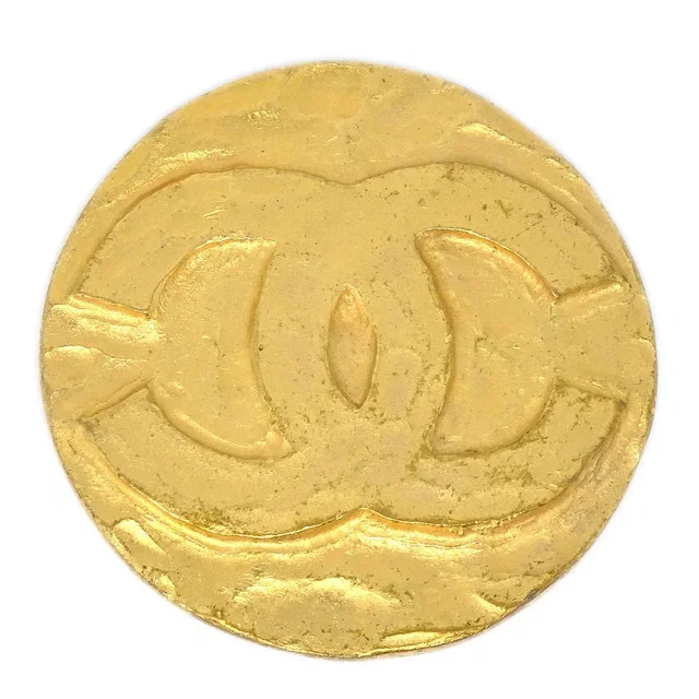 Chanel 1994 Round Brooch Gold 94P in Gold from AMORE Vintage Tokyo