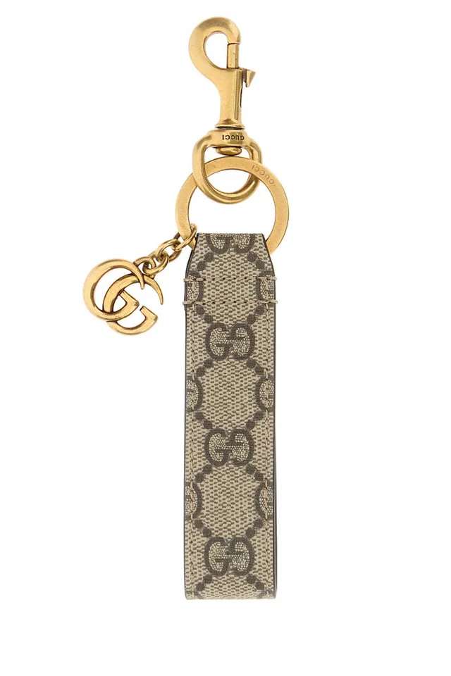 Gucci Chain Key Case — Beige Brass Keychains in Beige Canvas from HEWI