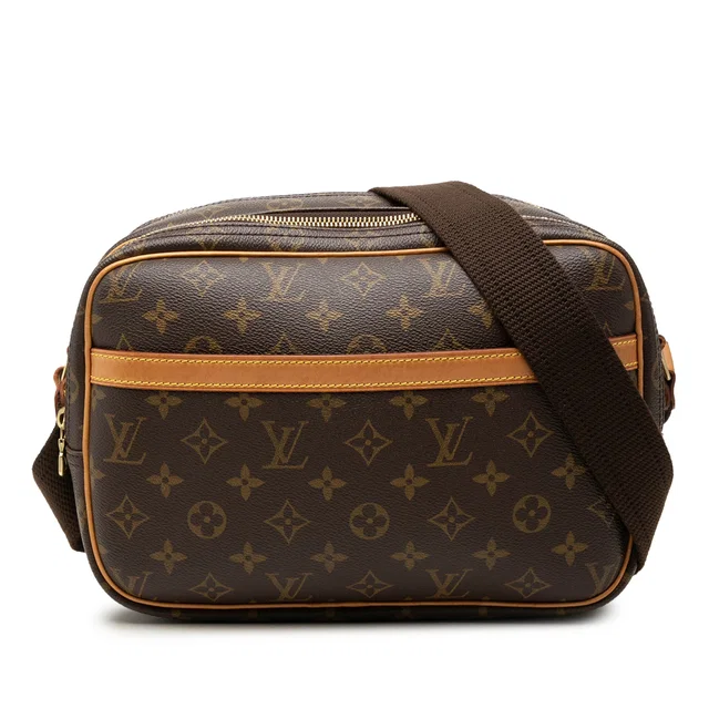 Brown Louis Vuitton Monogram Reporter PM Crossbody Bag in Brown Coated canvas from Designer Revival