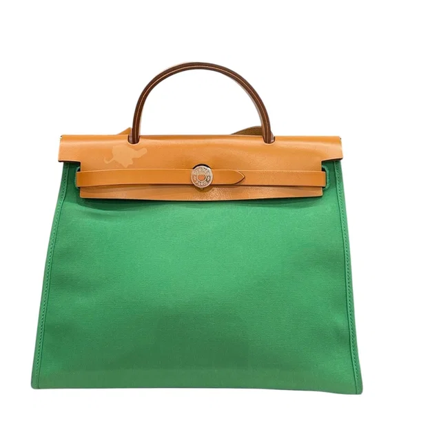 Hermès Herbag 31 in Green & Tan in Brown Leather from Luxury Promise